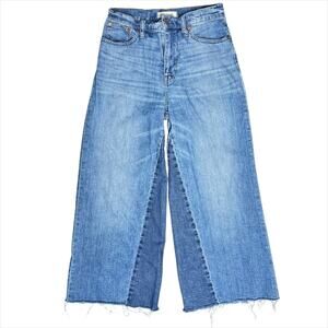 MADEWELL Wide-Leg Crop Jeans Gusset Edition in Jerry Two-Tone Wash Size 26